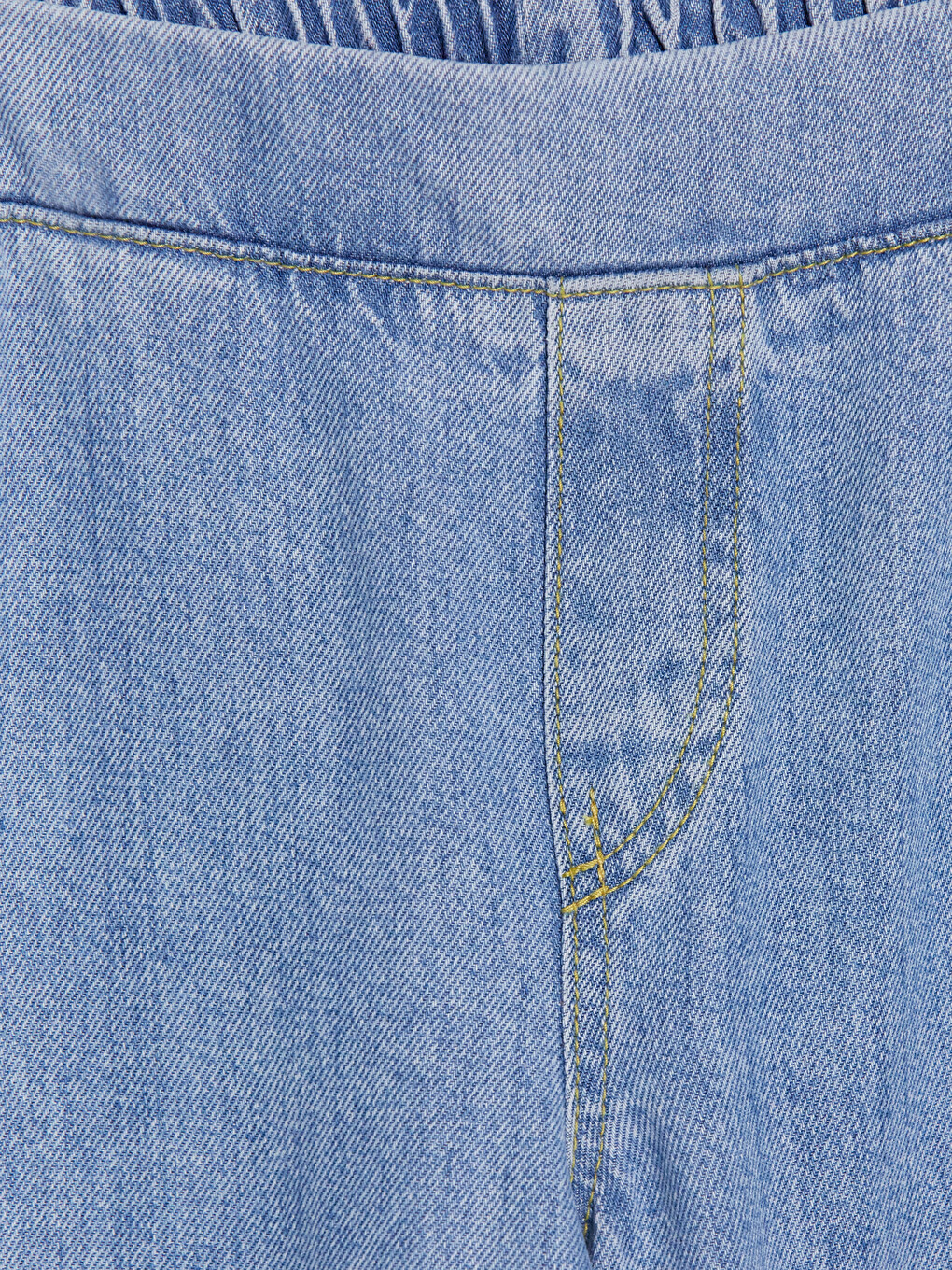Mavi Beli Lastikli Wideleg Kadın Jean Pantolon-2