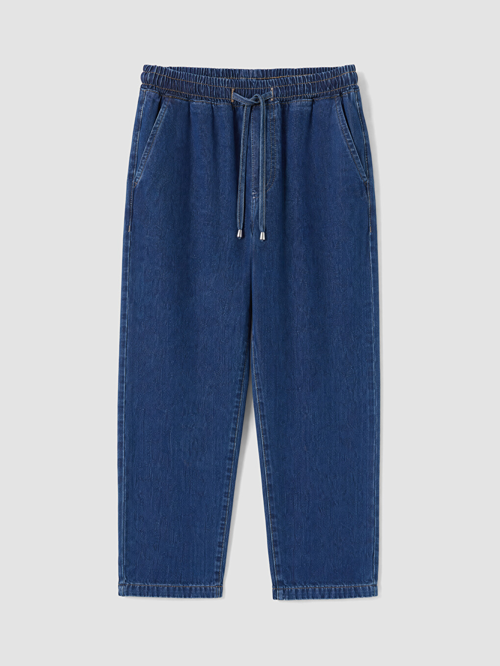 Lacivert Beli Lastikli Straight Fit Kadın Jean Pantolon