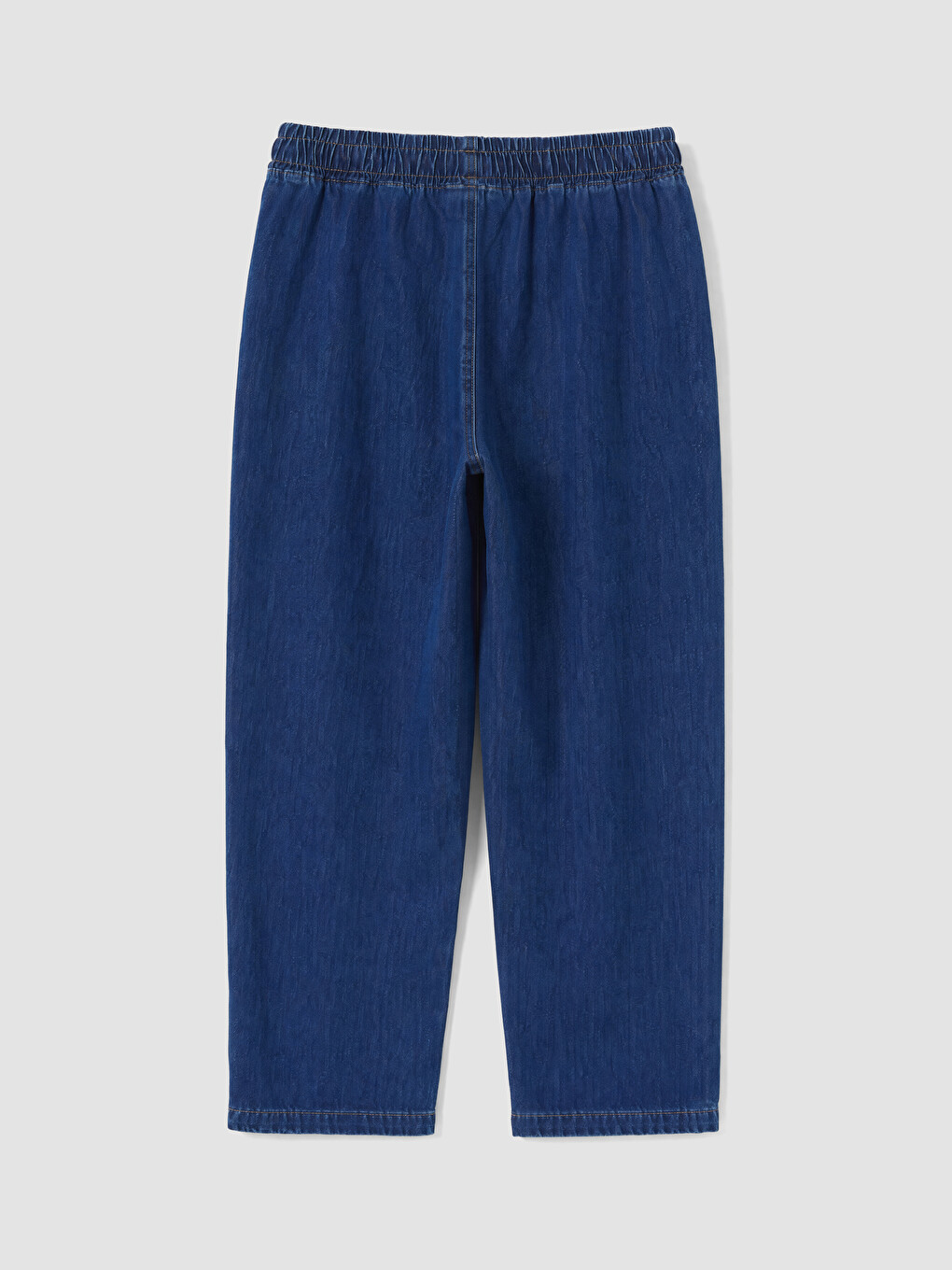 Lacivert Beli Lastikli Straight Fit Kadın Jean Pantolon-1