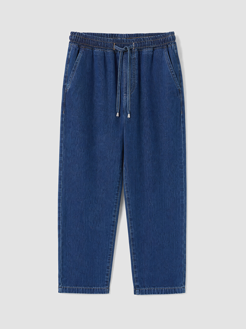 Lacivert Beli Lastikli Carrot Fit Kadın Jean Pantolon