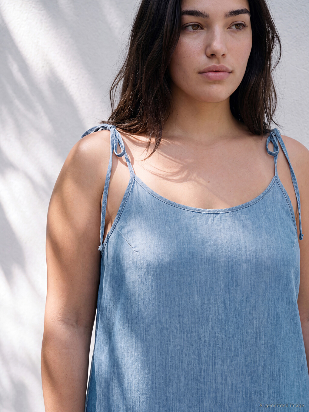 Strappy A-line Denim Dress-1