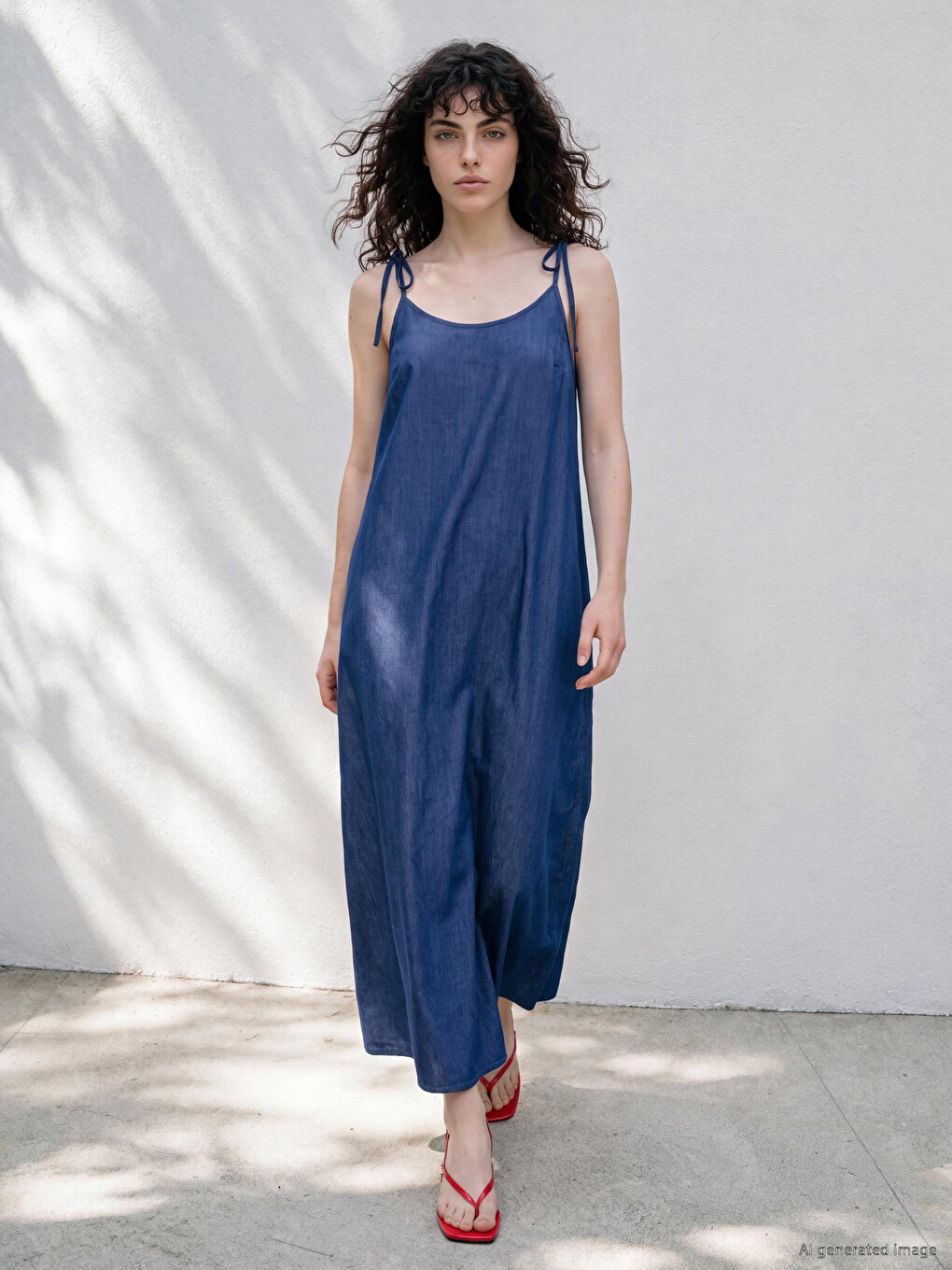 Rochie Din Denim În A Cu Bretele