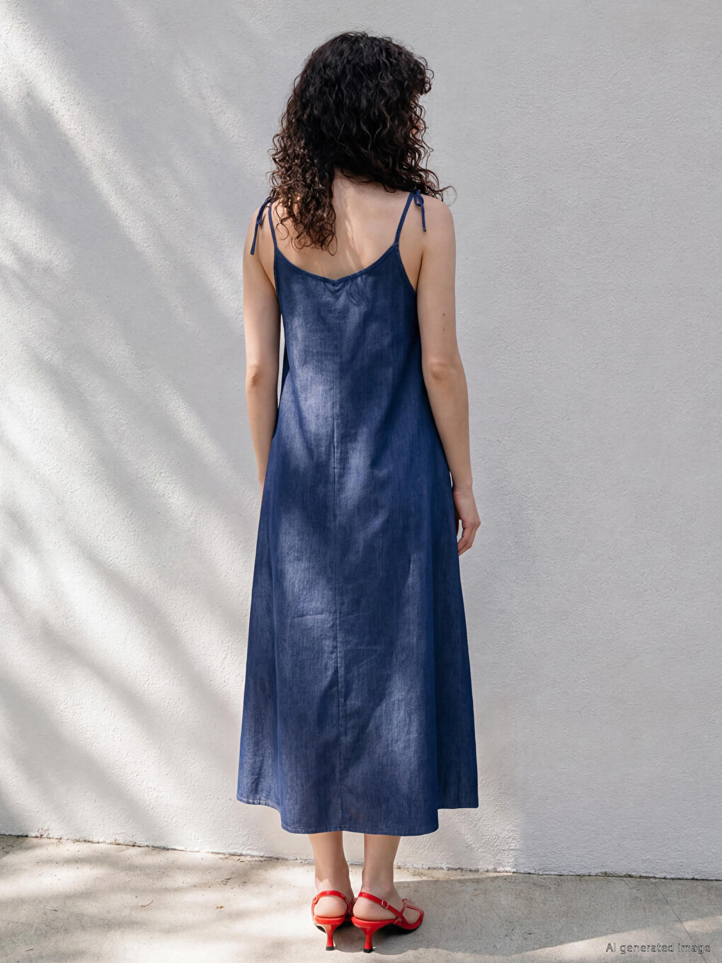 Rochie Din Denim În A Cu Bretele-2
