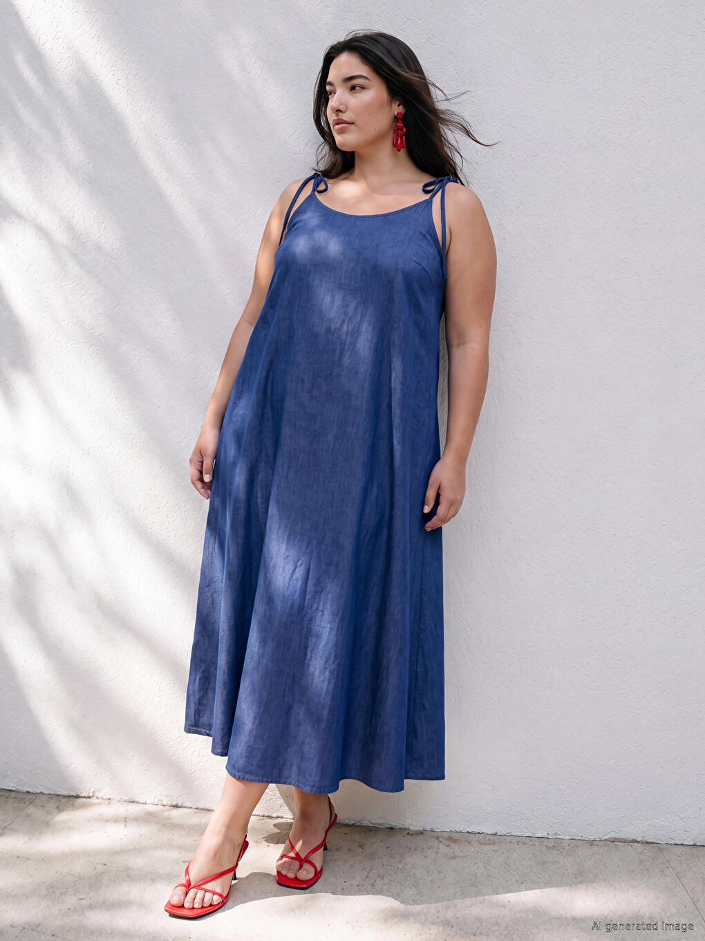 Rochie Din Denim În A Cu Bretele-3