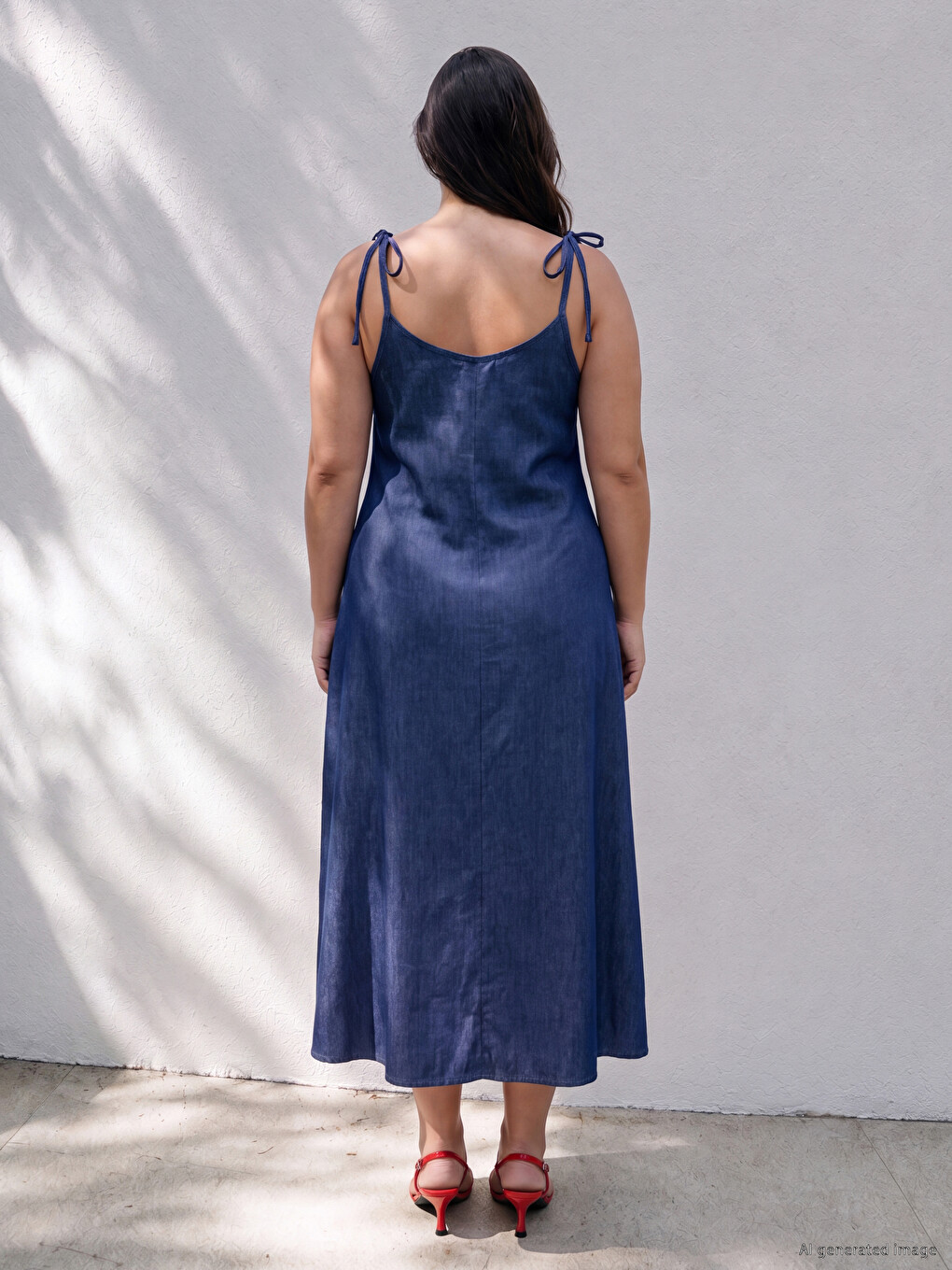 Rochie Din Denim În A Cu Bretele-5
