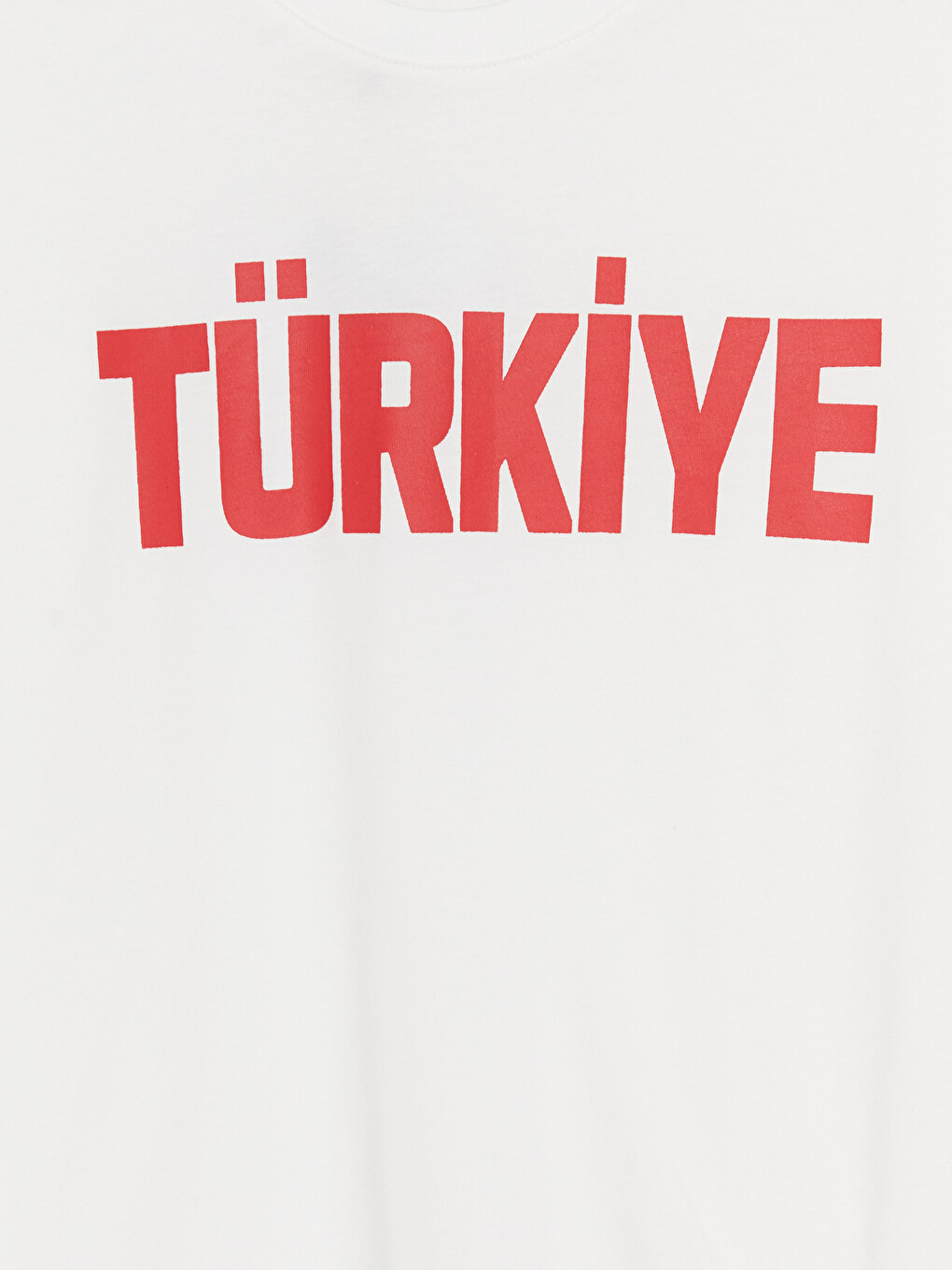 Beyaz Bisiklet Yaka Türkiye Baskılı Erkek Tişört-1