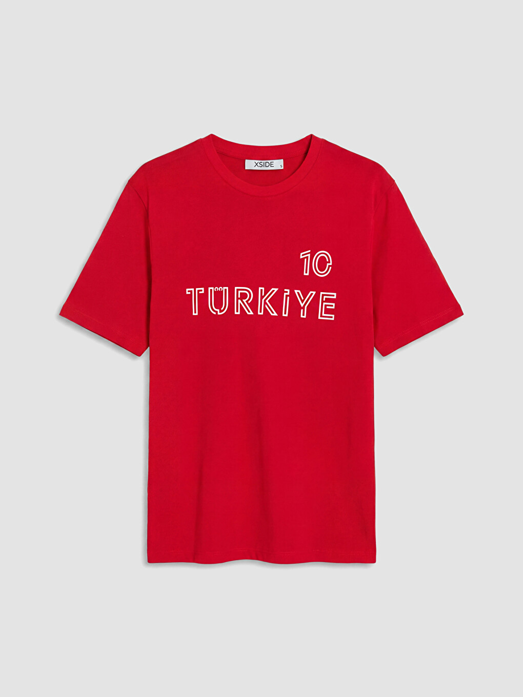 Kırmızı Türkiye Baskılı Bisiklet Yaka Erkek Tişört