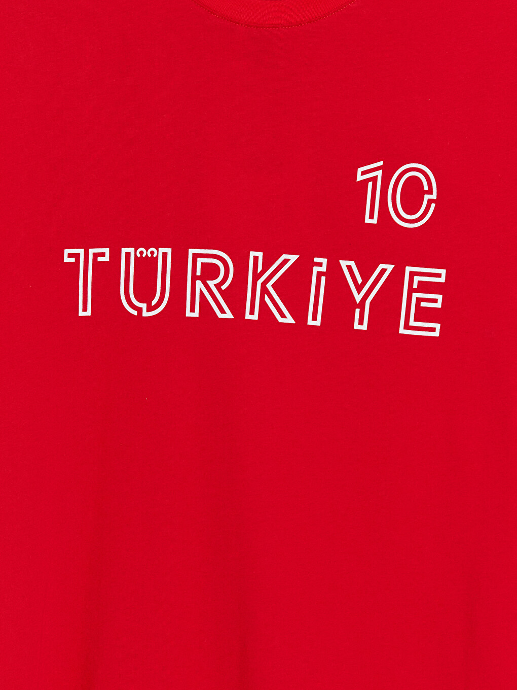 Kırmızı Türkiye Baskılı Bisiklet Yaka Erkek Tişört-1