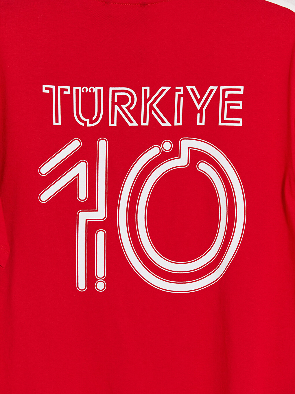 Kırmızı Türkiye Baskılı Bisiklet Yaka Erkek Tişört-2