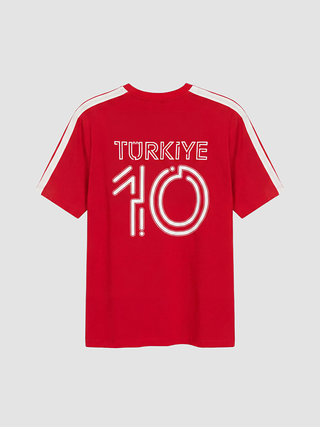 Kırmızı Türkiye Baskılı Bisiklet Yaka Erkek Tişört-3