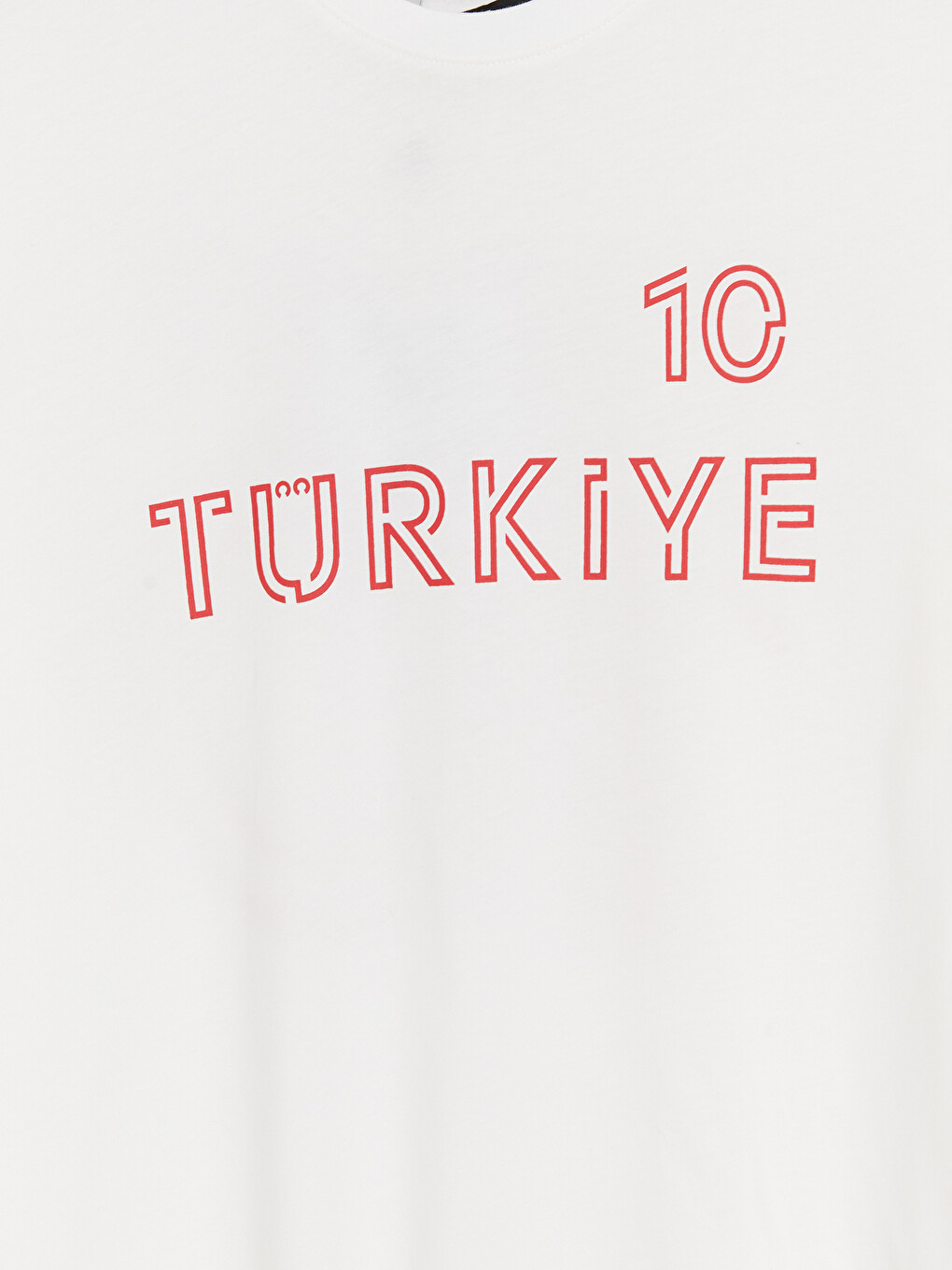 Beyaz Bisiklet Yaka Türkiye Baskılı Erkek Tişört-1