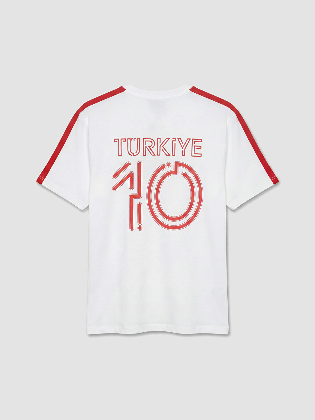 Beyaz Bisiklet Yaka Türkiye Baskılı Erkek Tişört-3