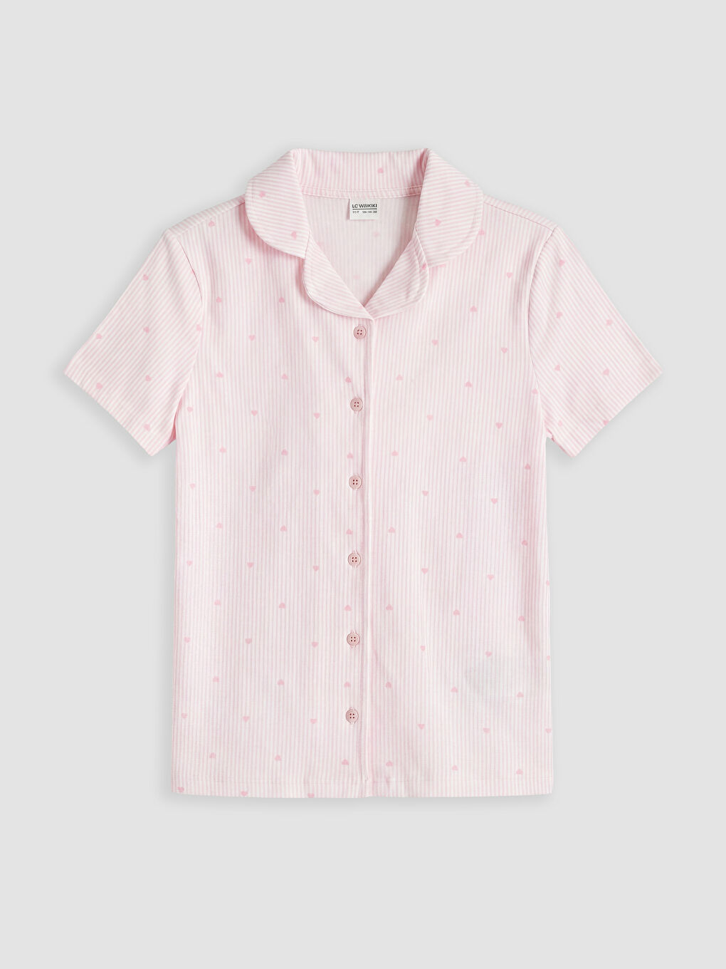 Pembe Gömlek Yaka Kız Çocuk Şortlu Pijama Takımı-1