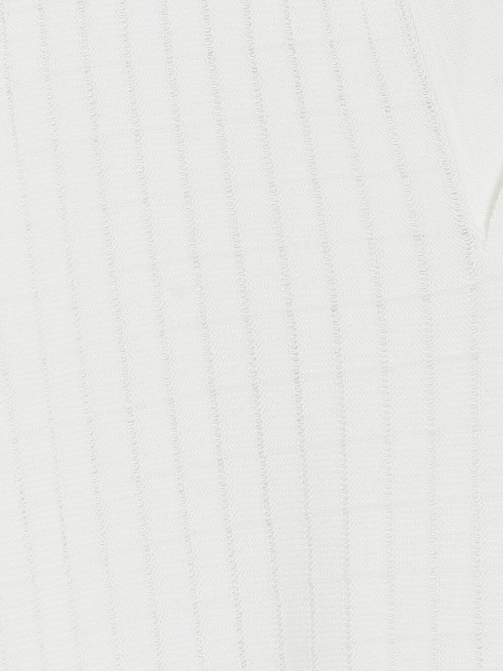 Beyaz Polo Yaka Fitilli Erkek Tişört-2