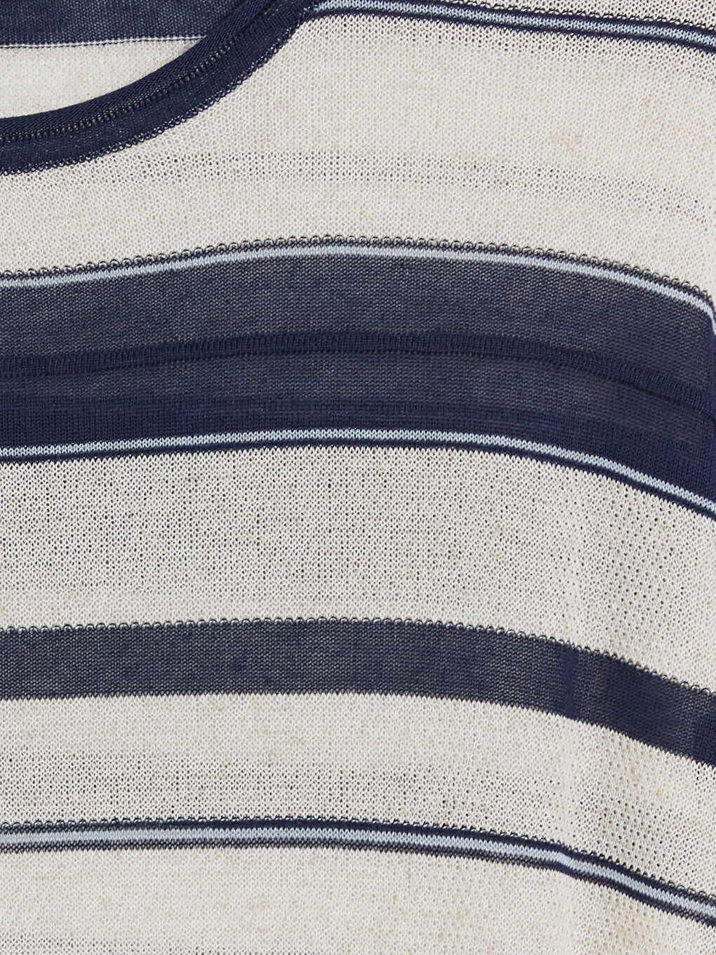 Lacivert Bisiklet Yaka Çizgili Erkek Tişört-2