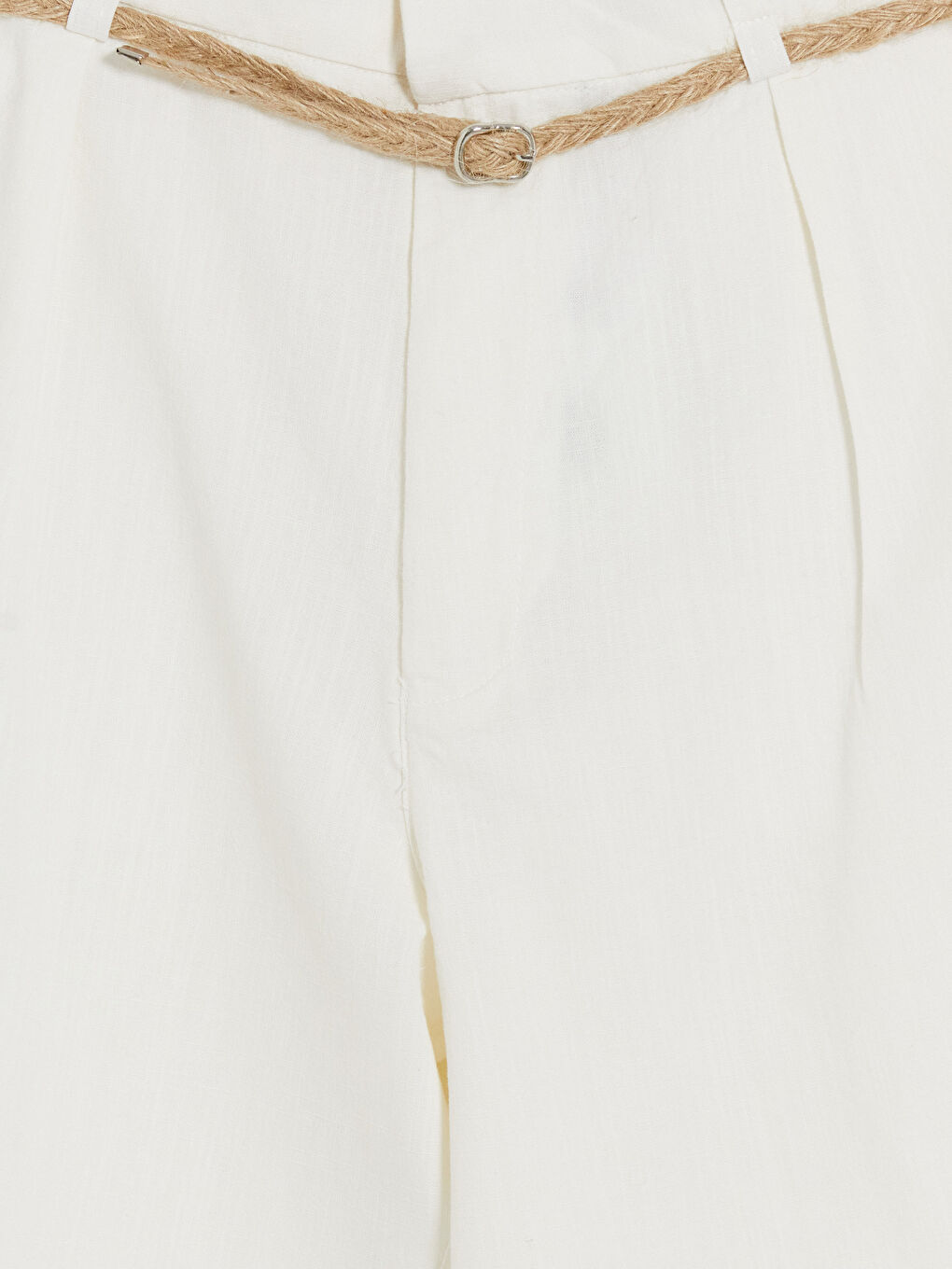 Ekru Regular Fit Kemerli Erkek Şort-2
