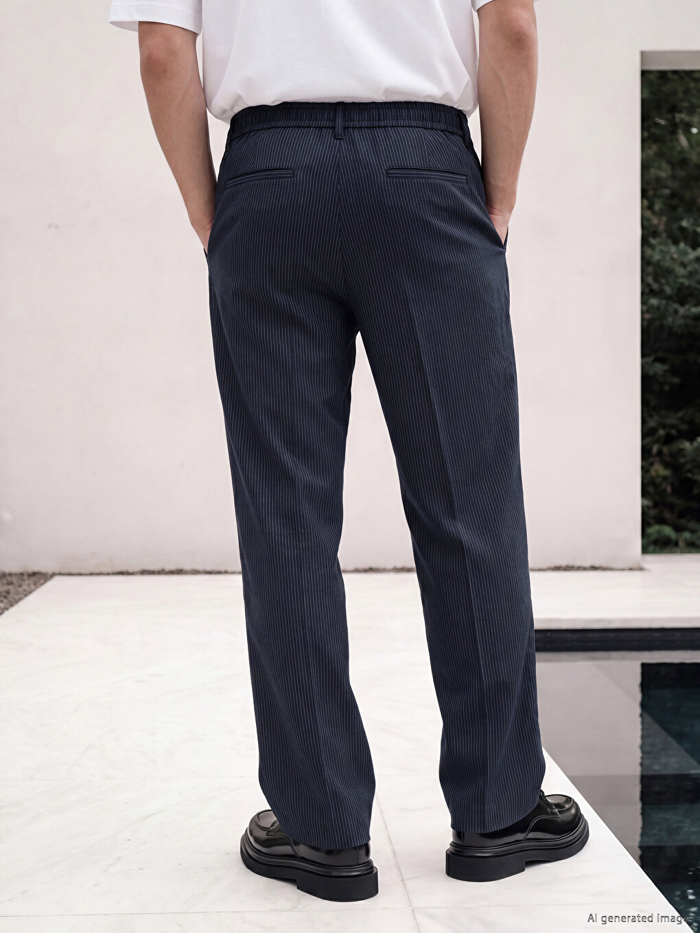 Lacivert Regular Fit Erkek Pileli Pantolon-3