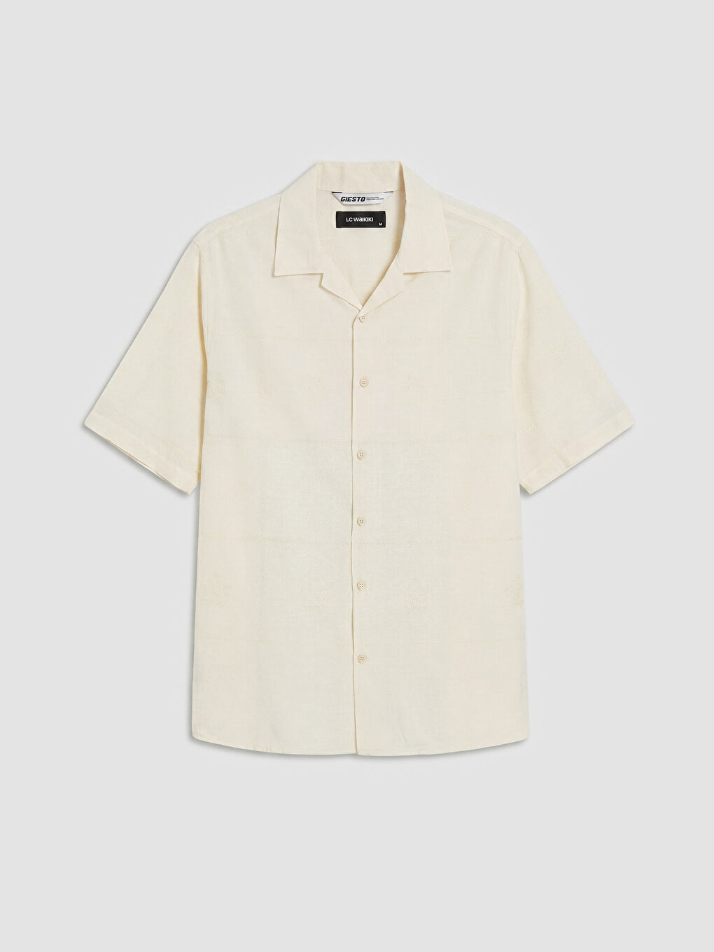 Ekru Regular Fit Desenli Erkek Gömlek