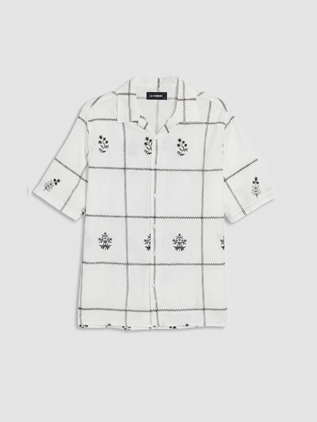 Beyaz Regular Fit Desenli Erkek Gömlek