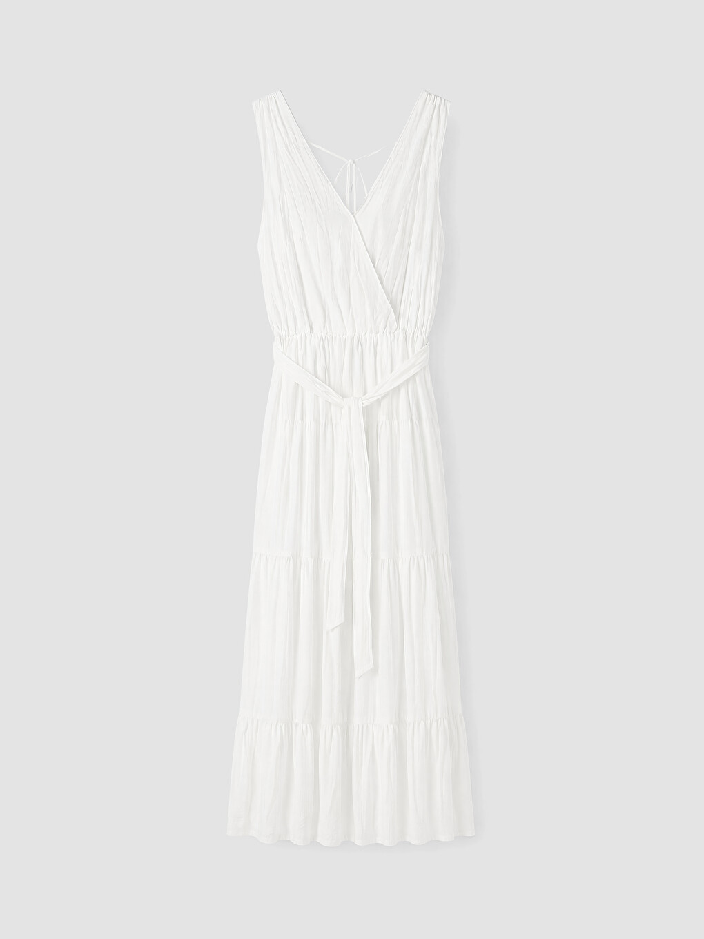 V Neck Wrap Cut Layered Dress-3