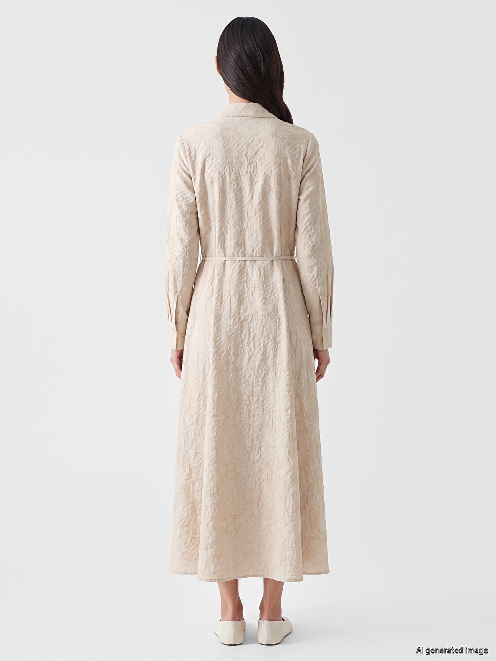 Patterned Belted Waist Shirt Dress-3