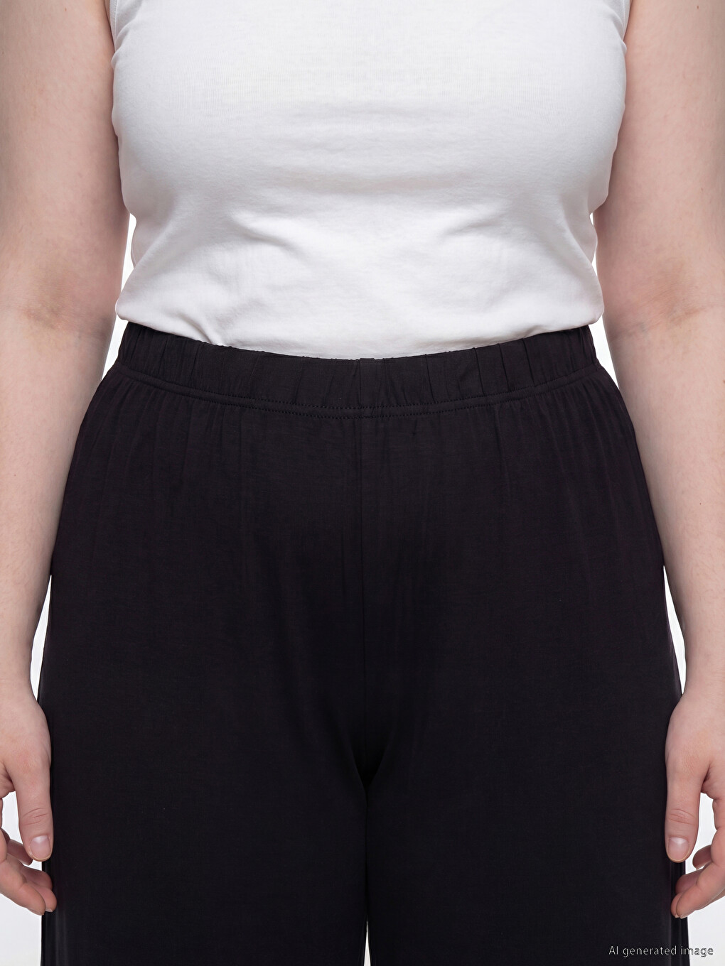 Plus Size Elastic Waist Women's Capri-2