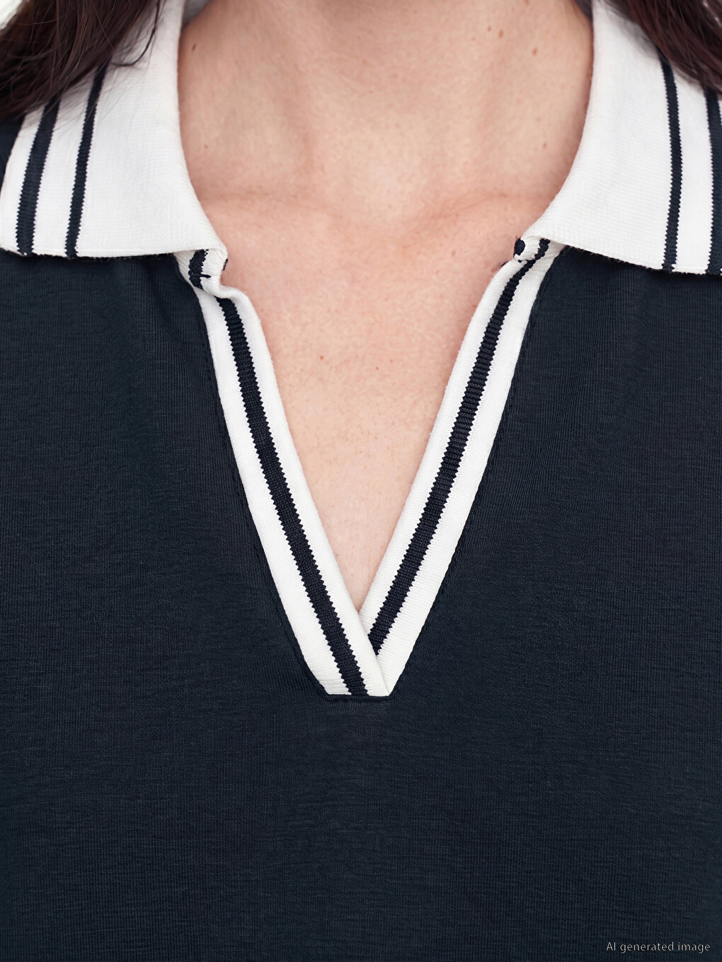 Polo Collar Striped Soft Touch Women's T-shirt-2