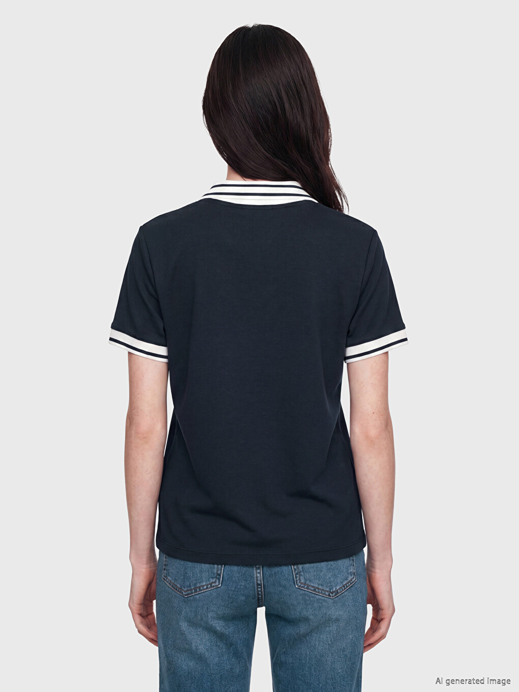 Polo Collar Striped Soft Touch Women's T-shirt-3