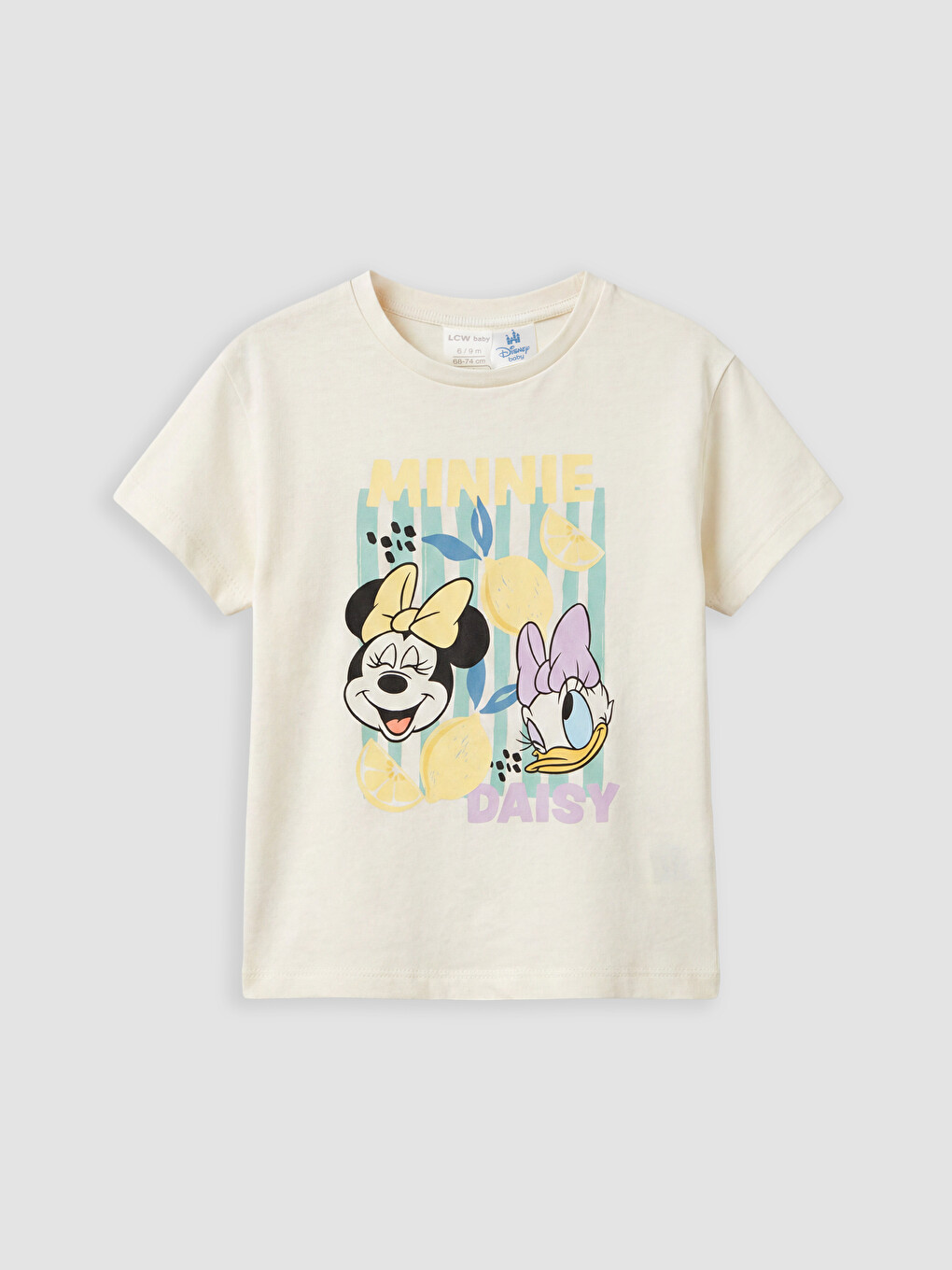 Ekru Minnie Mouse Baskılı Kız Bebek Şortlu Takım-1
