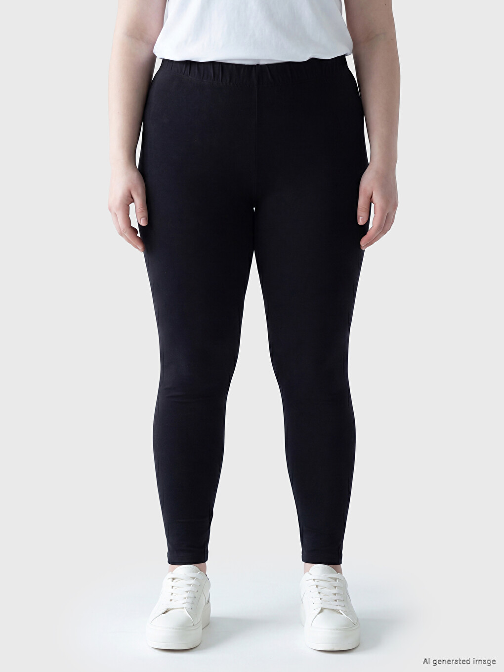 Plus Size Elastic Waist Women's Leggings-1