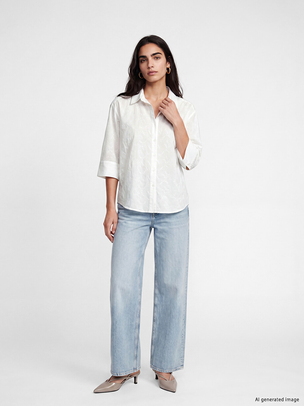 Oversize Women's Broderie Shirt-1