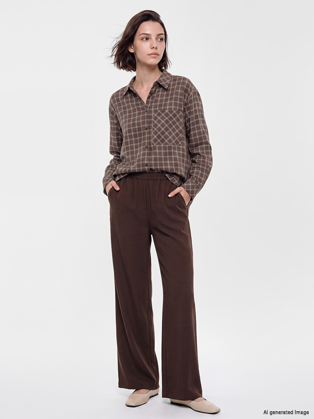 Plaid Linen Blend Women's Shirt Tunic-1