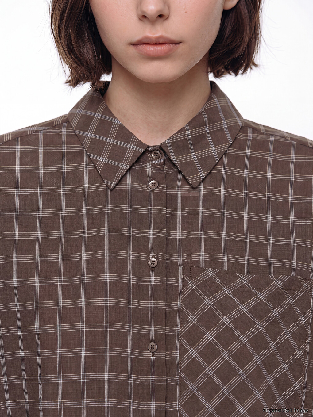 Plaid Linen Blend Women's Shirt Tunic-2