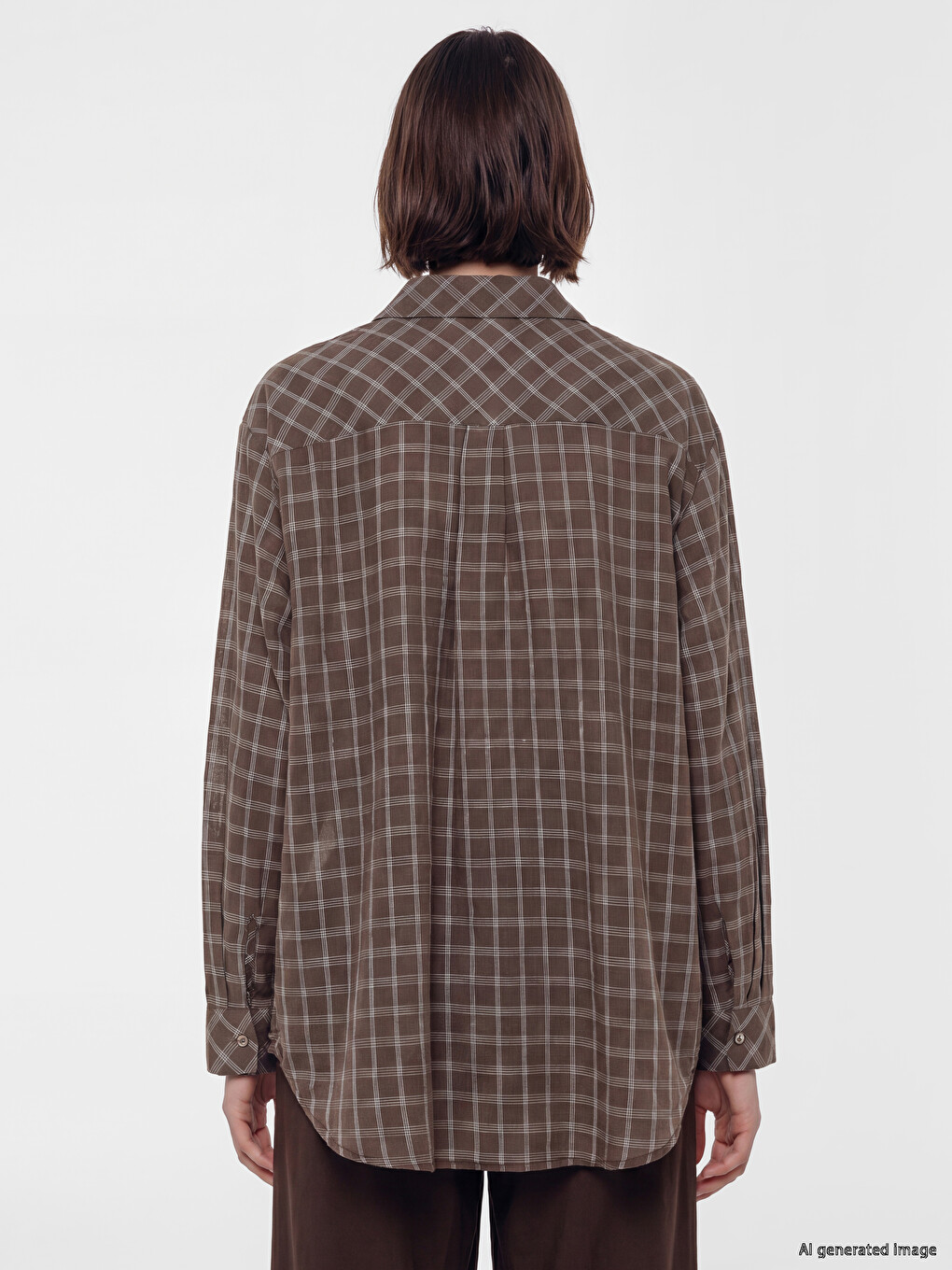 Plaid Linen Blend Women's Shirt Tunic-3