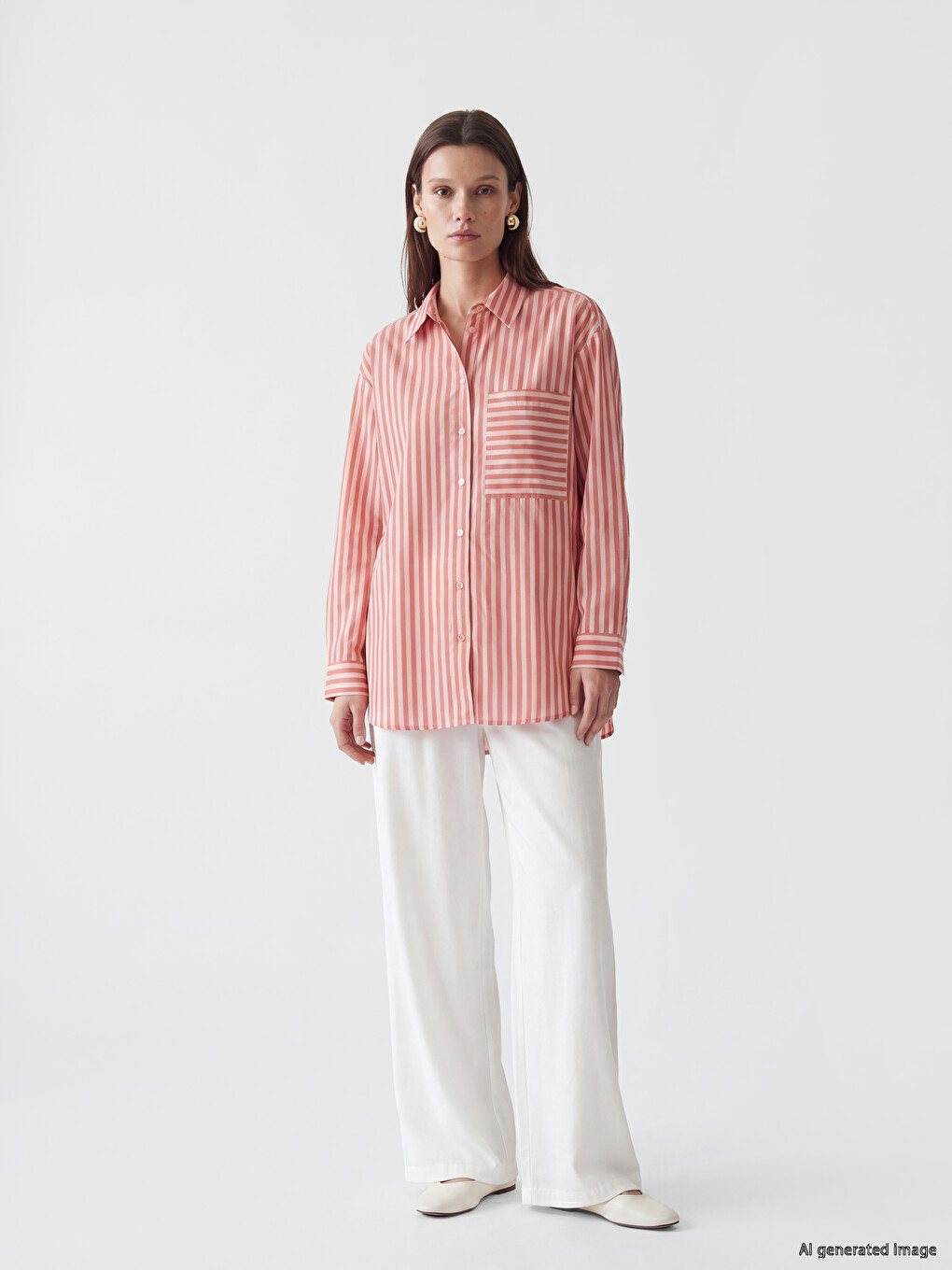 Striped Oversize Women's Shirt Tunic-1