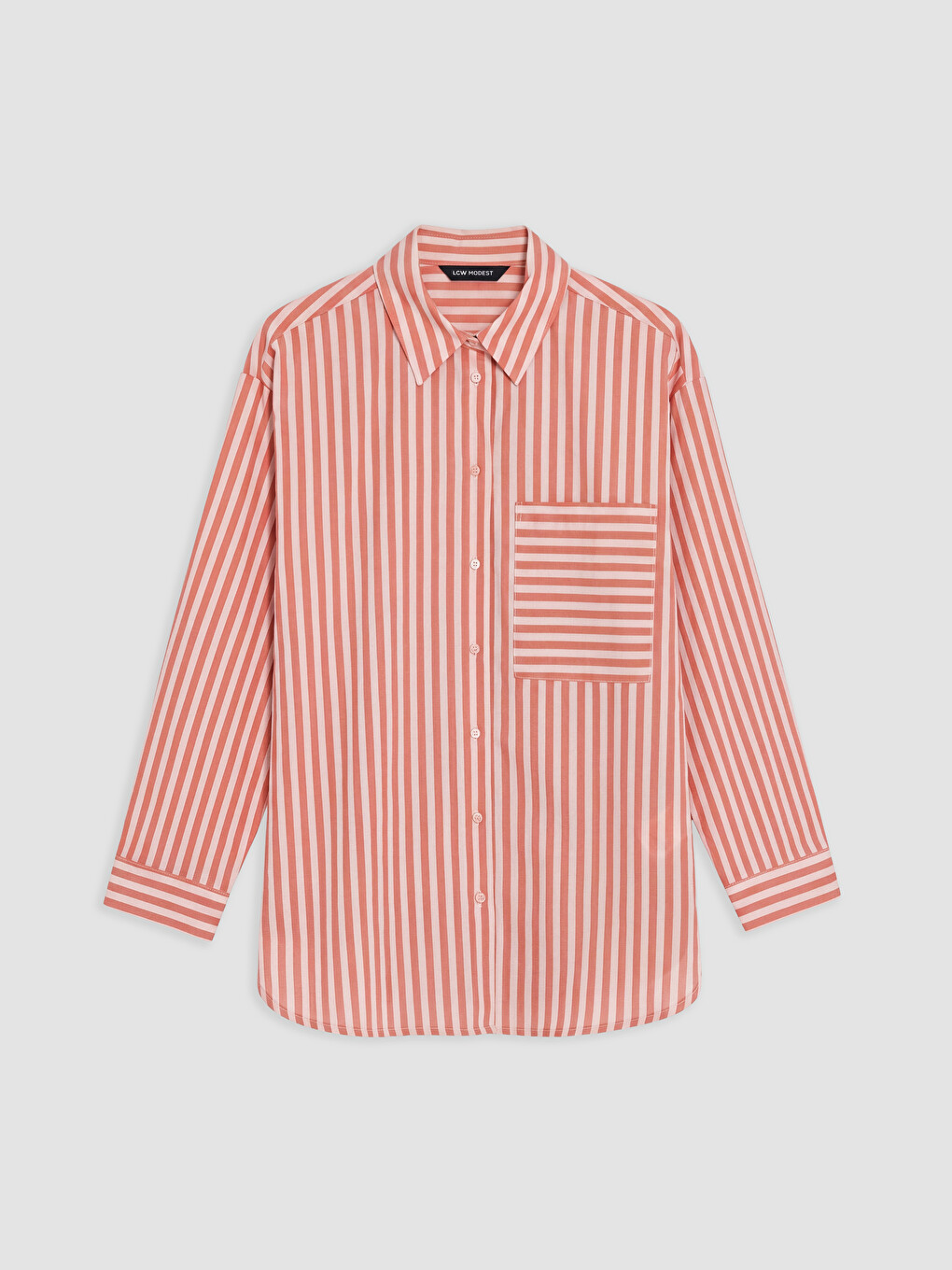 Pembe Çizgili Oversize Kadın Gömlek Tunik