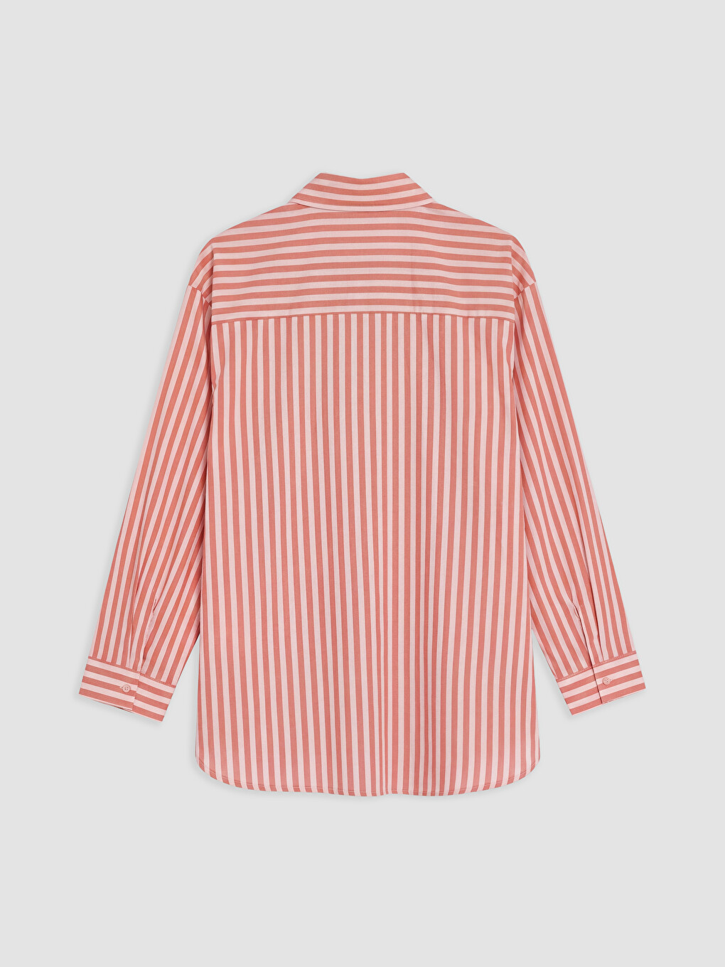 Pembe Çizgili Oversize Kadın Gömlek Tunik-1