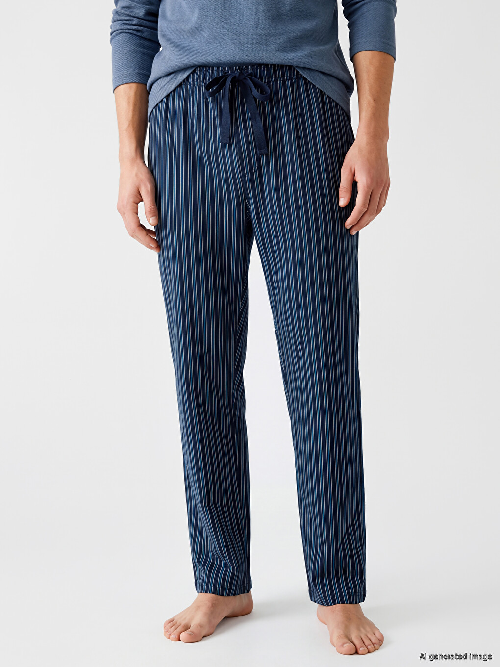 Lacivert Regular Fit Çizgili Erkek Pijama Altı-1