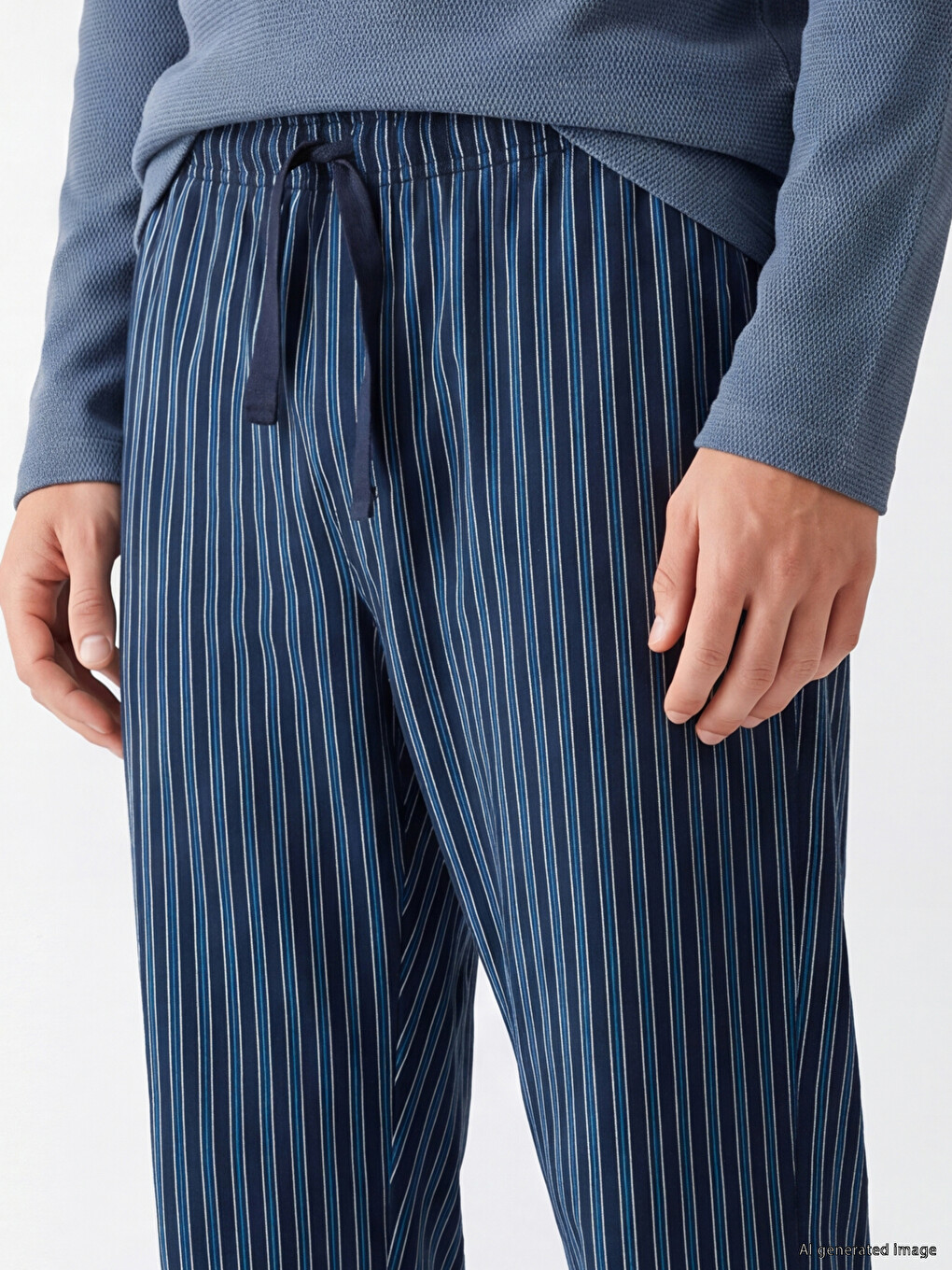 Lacivert Regular Fit Çizgili Erkek Pijama Altı-2