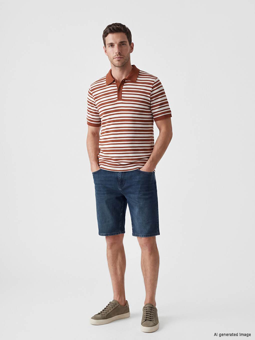 Polo Collar Striped Men's T-Shirt-1