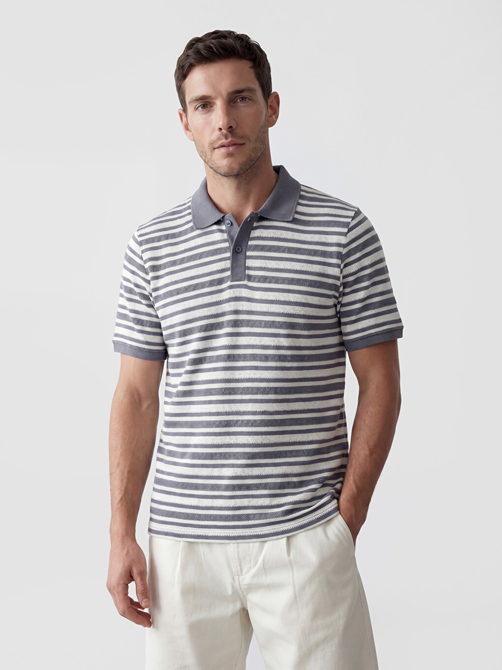 Polo Collar Striped Men's T-Shirt