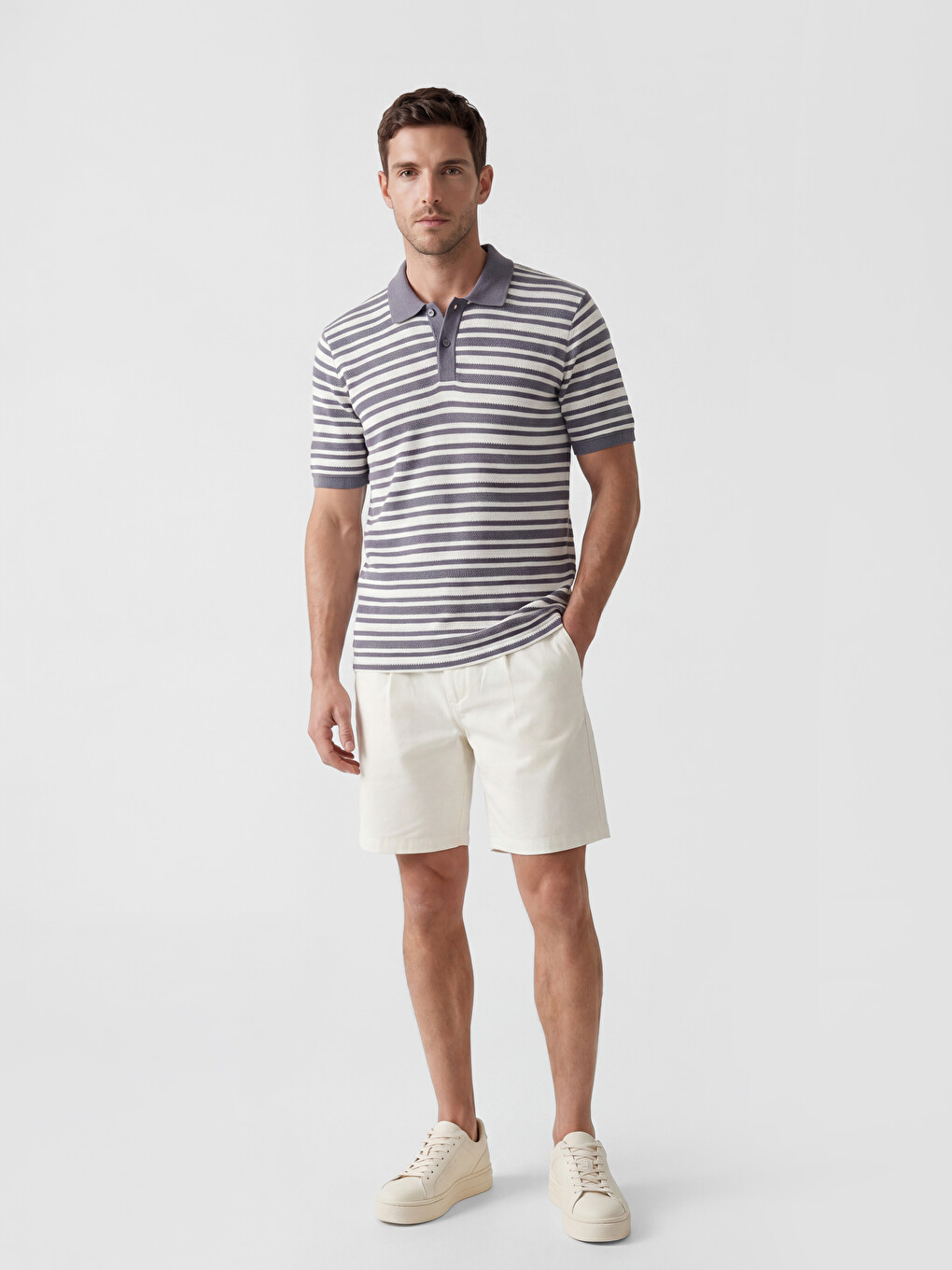 Polo Collar Striped Men's T-Shirt-1