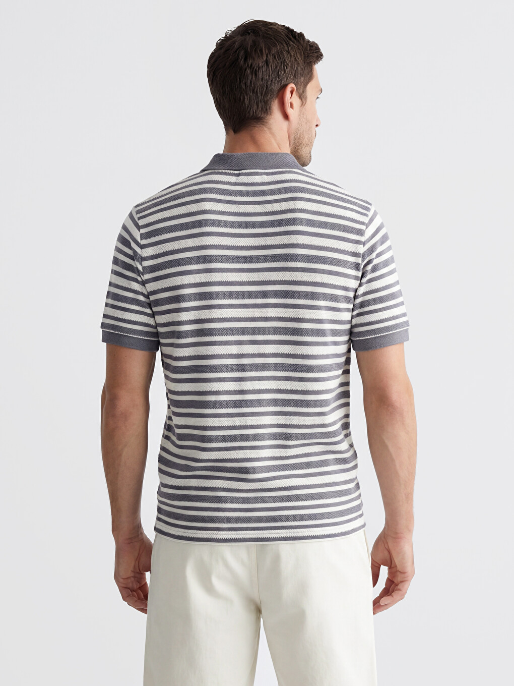 Polo Collar Striped Men's T-Shirt-2