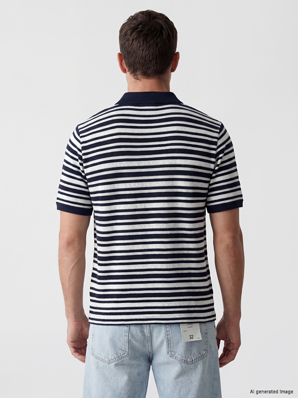 Polo Collar Striped Men's T-Shirt-2