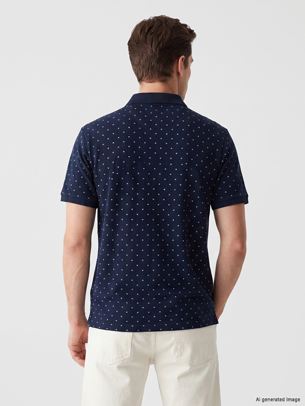 Lacivert Polo Yaka Desenli Erkek Tişört-2
