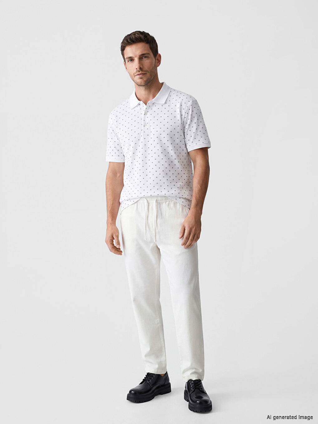 Polo Collar Printed Men's T-Shirt-1