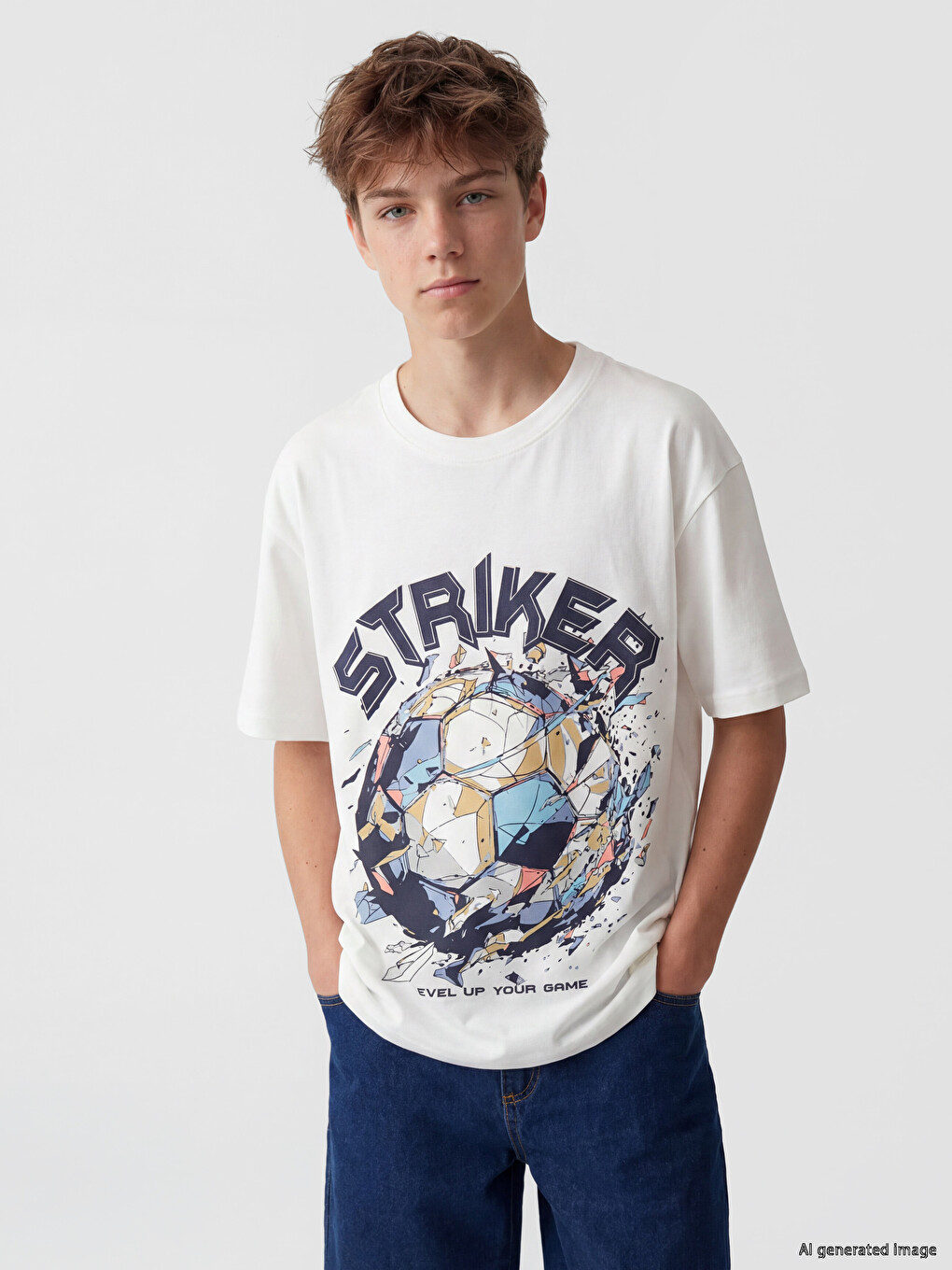 Crew Neck Printed Boys' T-shirt