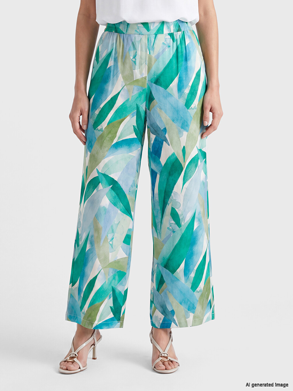 Elastic Waist Patterned Women's Trousers-1