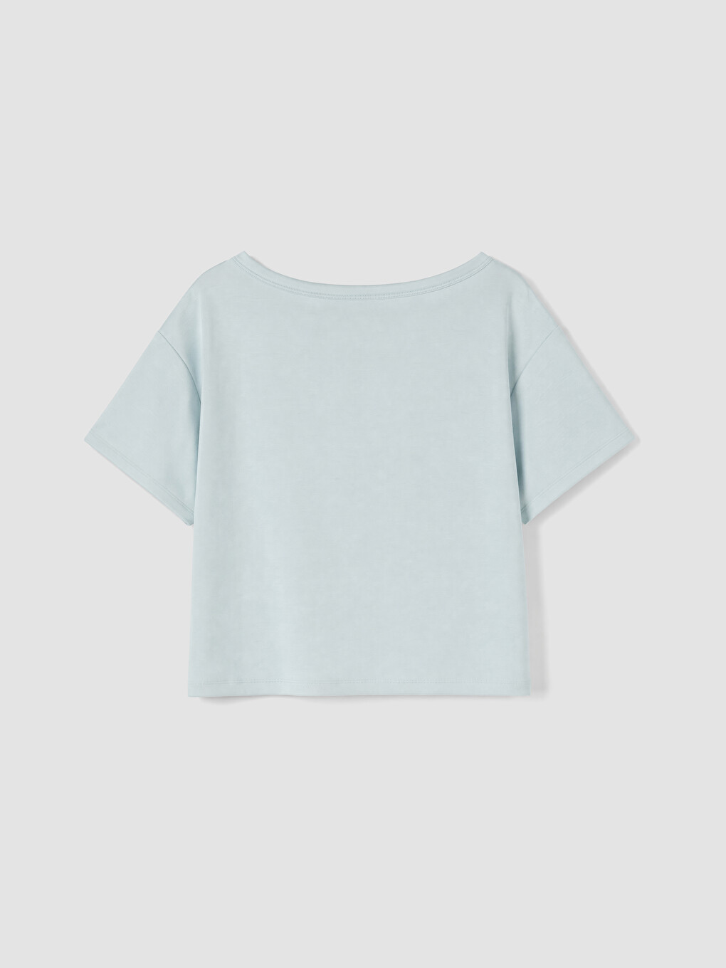 Mavi Kayık Yaka Oversize Soft Touch Kadın Tişört-2
