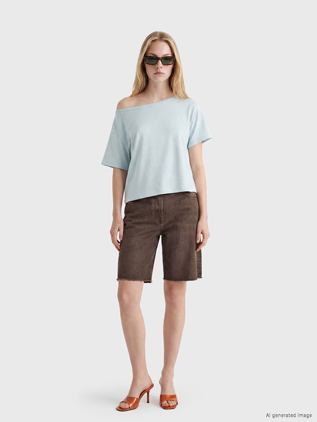 T-shirt i madh me jakë të hapur me prekje të butë për gra-1